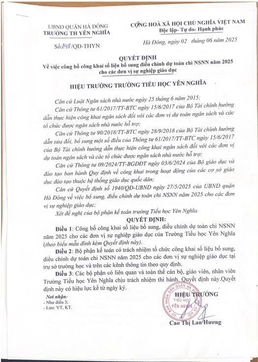 Công khai bổ sung, điều chỉnh giảm dự toán năm 2025